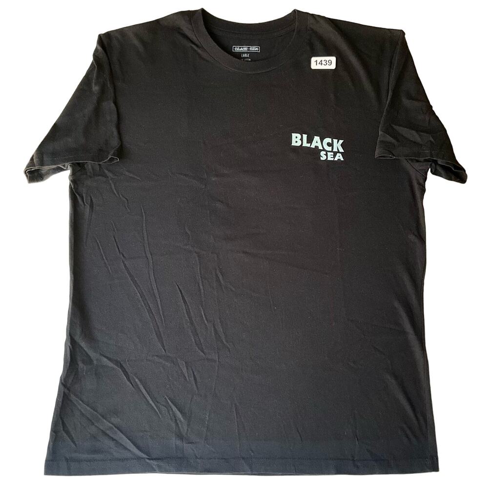 Black Sea Men’s Short Sleeve T-shirt size L, Black, Back From Whence We Came USA